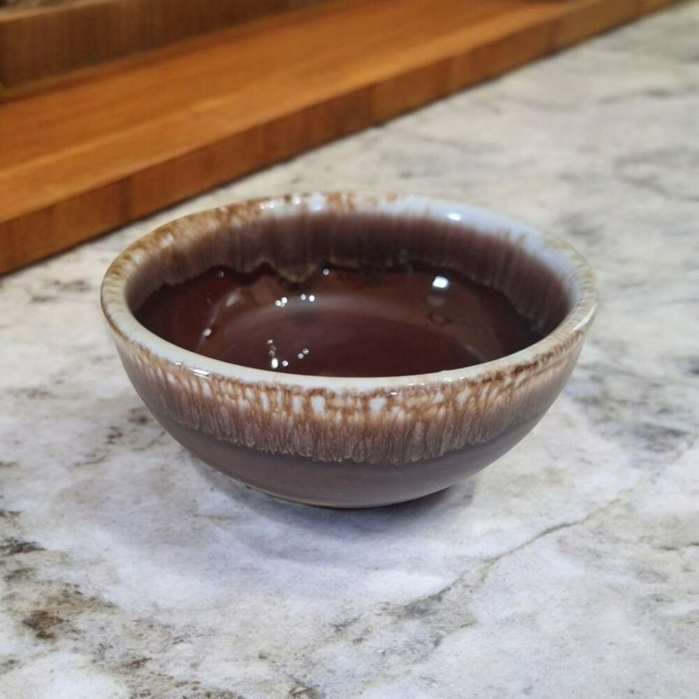 Hull Small Bowl 5 Inch Brown Drip Glaze Vintage USA Pottery Dessert Ice‎ Cream